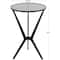 Black Aluminum Hourglass Shaped Stand Accent Table with Clear Glass Top 16" x 16" x 24"